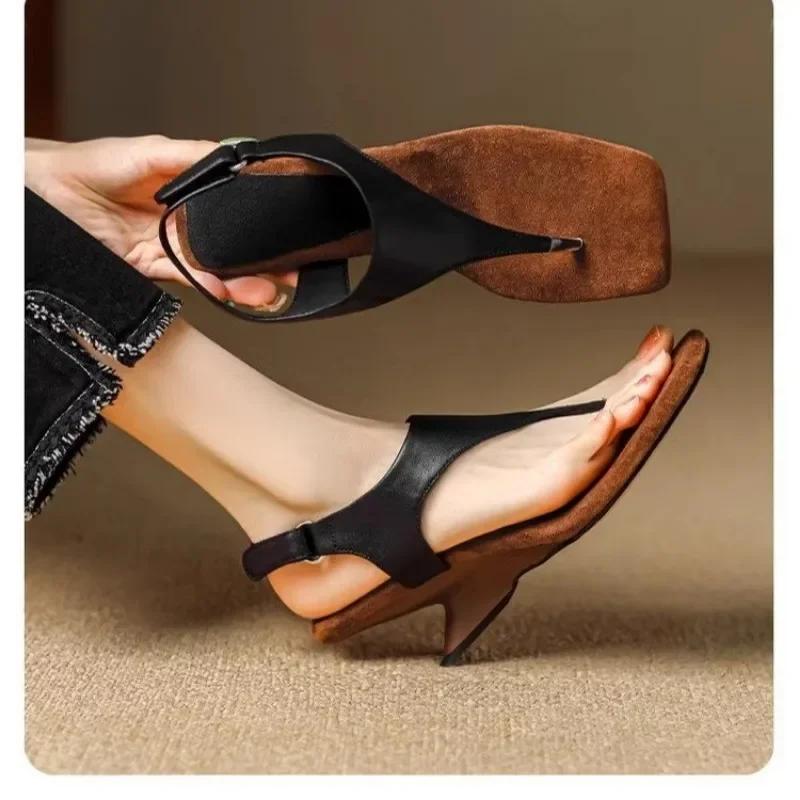 Square Toe Peep Toe Modern Sandals Buckle Strap Women's Sandals Shoes for Women 2025 New Summer Novelty Women's Sandals