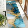 1Pcs Light Luxury Minimalist Blue & Golden Non-Slip Washable Area Rug Runner for Entryway, Living Room, Bedroom & Patio