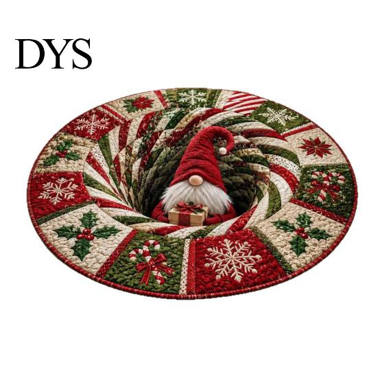 Tapis de zone de vacances Noël Tapis 3D, Tapis rond décoratif à illusion Tapis optique Tapis de sol, Festif pour la décoration intérieure de la maison Salon Doux Confortable