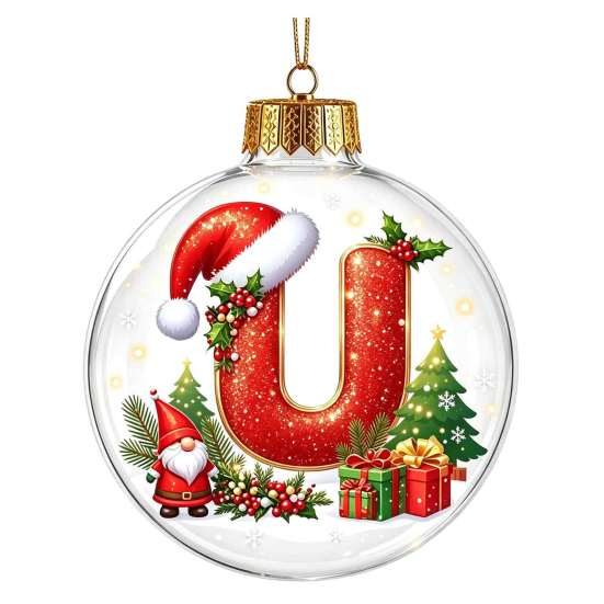 Indoor Outdoor Xmas Hanging Ornaments 26?Letter Acrylic Christmas Ball Ornament, 3D Crystal Style Alphabet Gift Ideas for Family Pendant, Tree Home