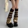Black Gray Stripe Star Sock Leg Warmers Women Knit Stacked Socks Wide Leg JK Student Calf Sleeves
