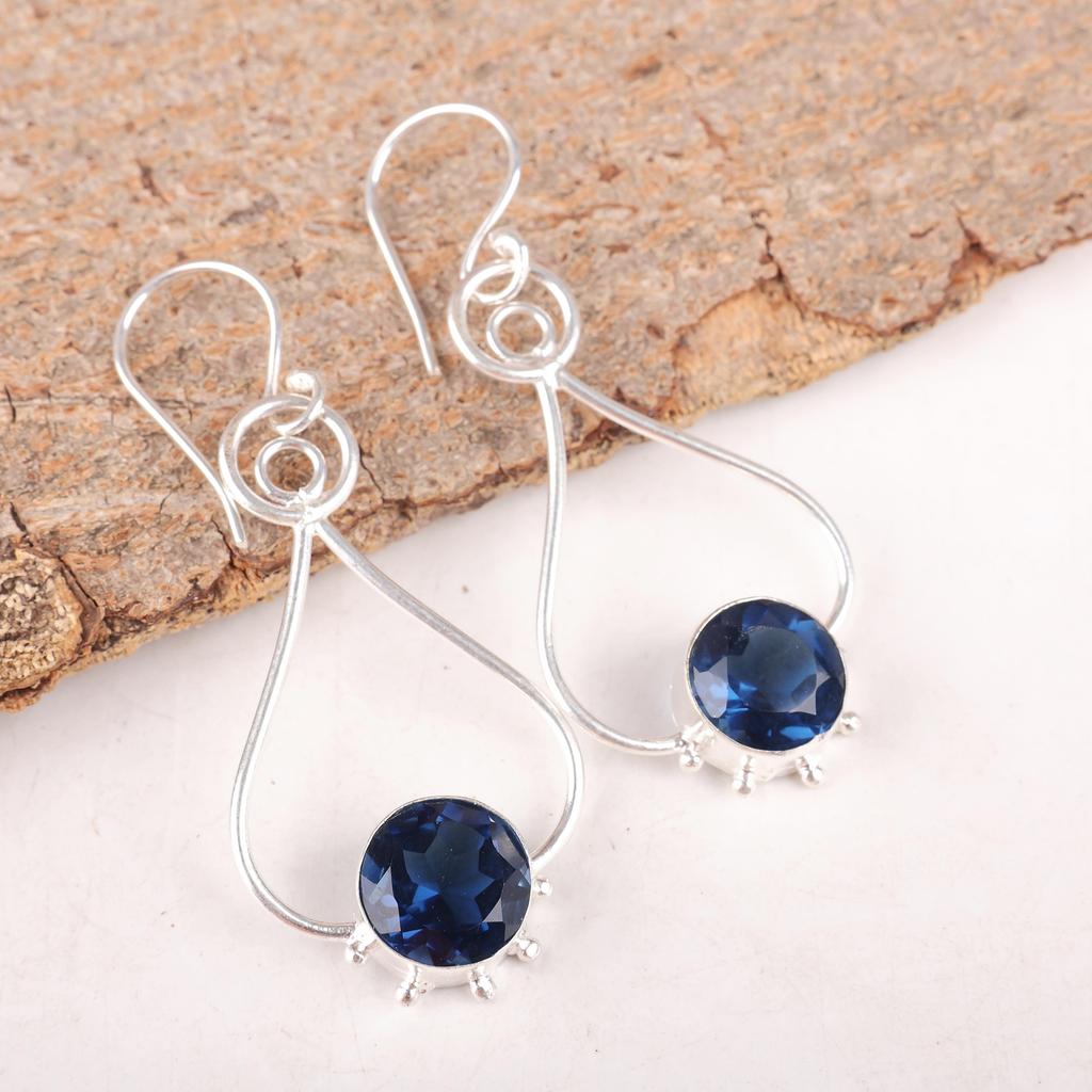 London Blue Topaz 925 Solid Sterling Silver Earrings, Handmade Gemstone Earrings Jewelry, Gifts For Wife Brand New Earrings