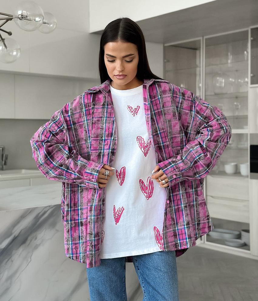 2025 Retro Plaid Long-Sleeve Shirt Jacket - Women’s Spring Loose Casual Style