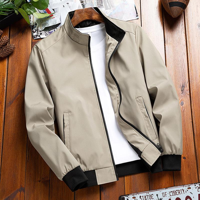 Veste à col montant pour homme, Veste mode business décontractée couleur unie, Vêtements pour homme sur le dessus