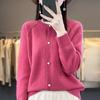 Women's Lazy Style Crew Neck Star-Button Knit Cardigan Sweater Undershirt Jacket