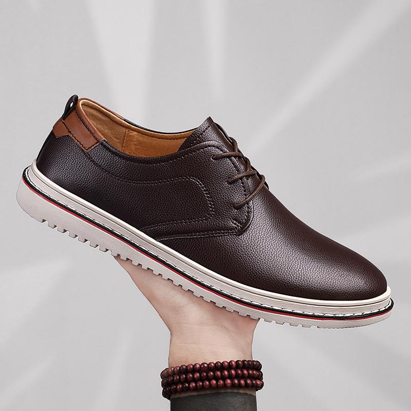 Fashion Men's casual non-slip leather classic business formal shoes Men's hotel leather shoes Large size 38-48 lace-up flat shoes