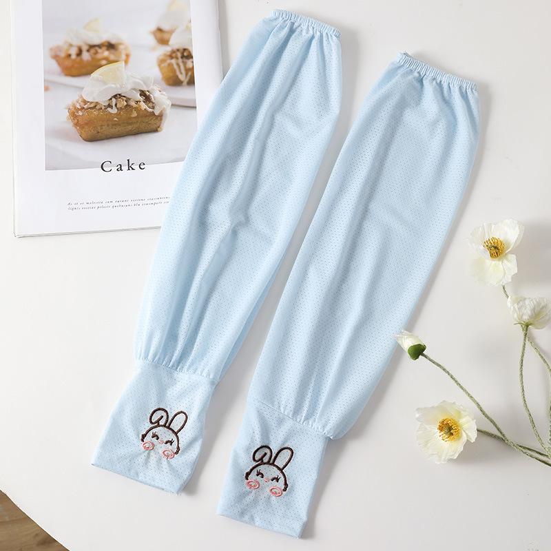 Women’s Summer UV Protection Arm Sleeves, Cute Bunny Ear Ice Silk Cooling Sleeves, Breathable Thin Sun Sleeves for Driving Cycling Outdoor