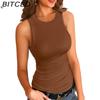 BITCED Summer Women's Ribbed O-1Neck Fitted Tank Top