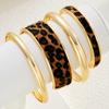 17KM 4 Piece Leopard Print Free Smooth Surface Bangle Fashion Jewelry Set Women Trendy Shiny Daily Party Accessory Decorative Gift