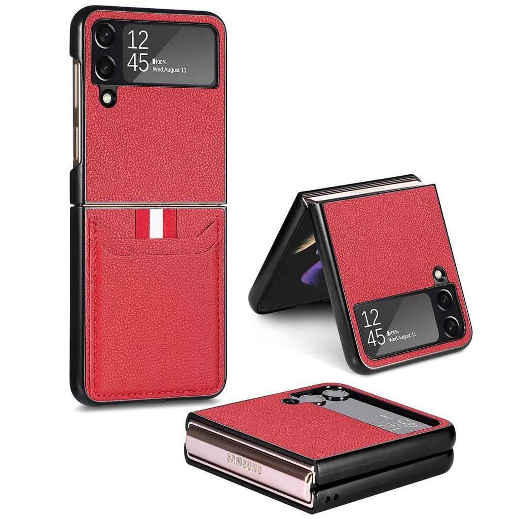 Leather Card Slot Fitted Case for Samsung Galaxy Z Flip7 FE Flip3 flip6 flip5 Flip 7 4 6 5 5G Flip4 Flip 3 Mobile Phone Cover