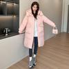 2025 New Bread Jacket Down Cotton Jacket Cotton Clothes Female Students Winter Thickened Long Hooded Jacket