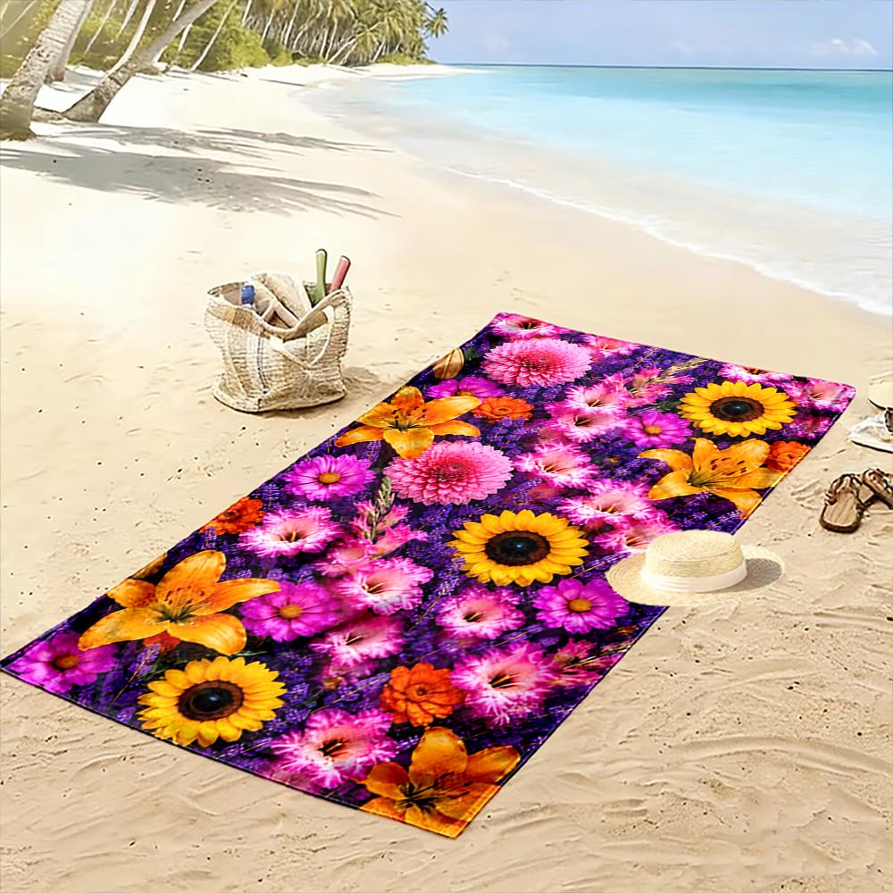 Colorful Floral Design Beach Towel Beach Towel Quick-drying for Travel Outdoor Sports Jogging Beach and Swimming