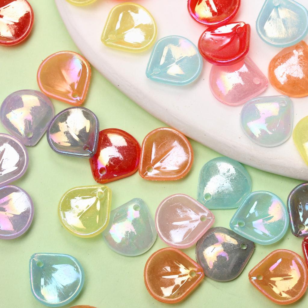 13.5*14.8mm 20pcs Acrylic AB Colors Flower Petals Beads Pendant DIY Hairpin Earrings Bracelet Accessories For Jewelry Making