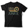 Koszulka Vinyl Junkie Unisex Dj Gramofony EDM Hip Hop Płyty LP Retro Vintage