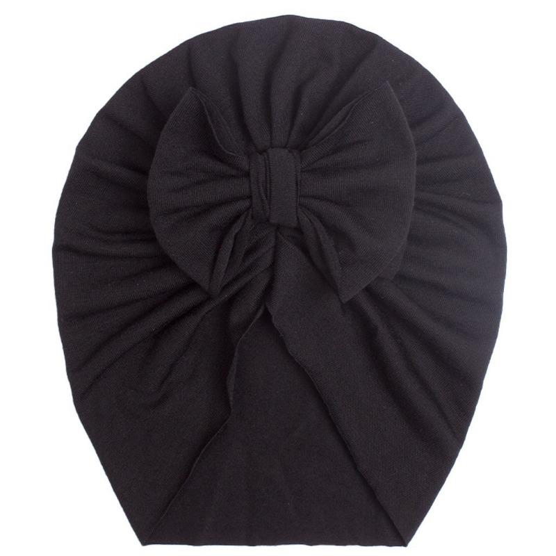New autumn children's solid color imitation cotton hat, baby comfortable bow pullover hat, baby hat