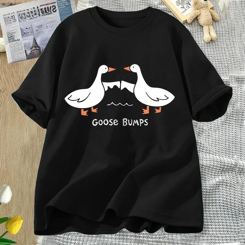 Funny Silly Goose Printed Tshirt Summer Short Sleeve Tees Streetwear Silly Goose Bumps T Shirt for Women Funny