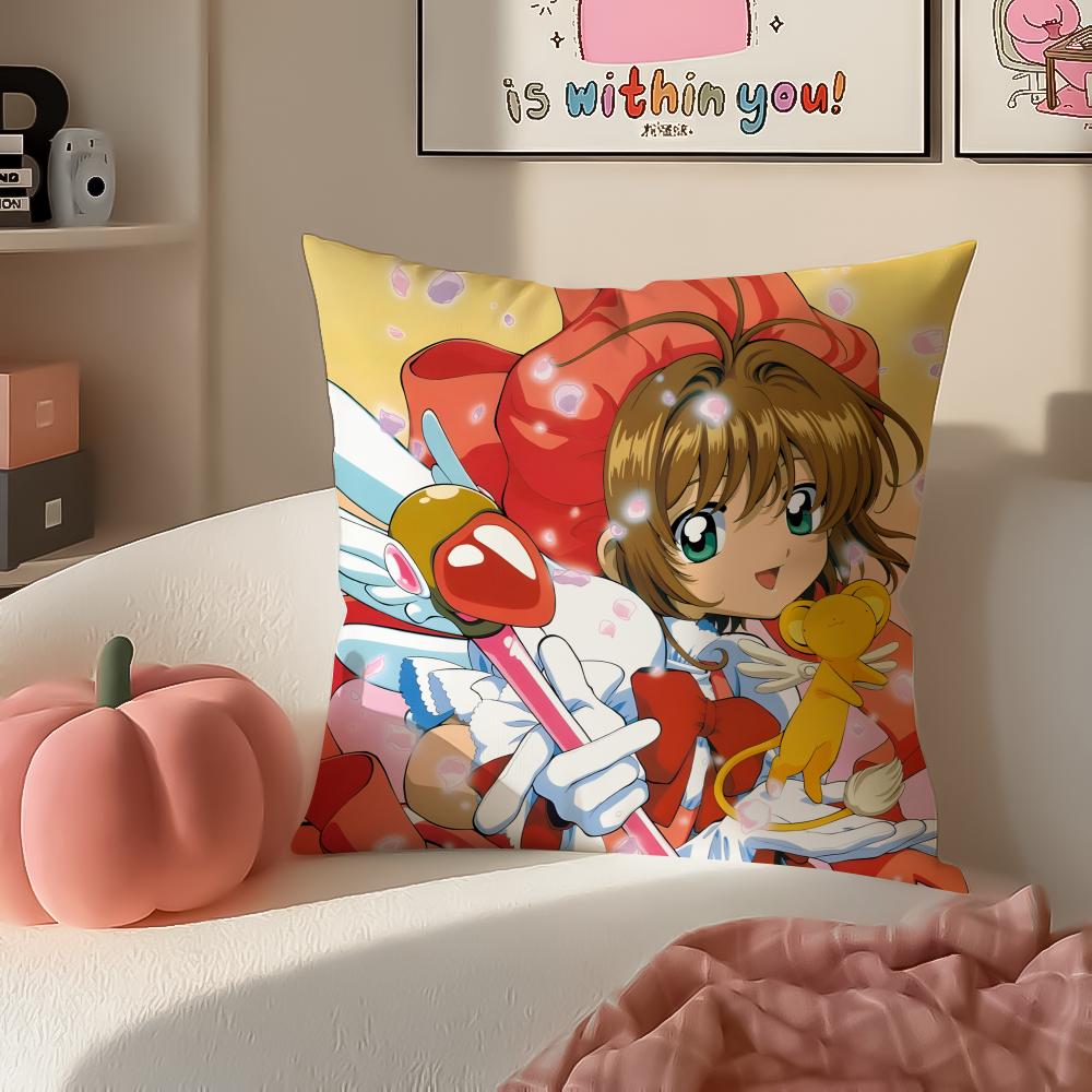 Magical Cute Japanese Anime CCardcaptor Sakura Cushion Cover Pillowcase Short Plush Invisible zipper Room Sofa Cushion Cover