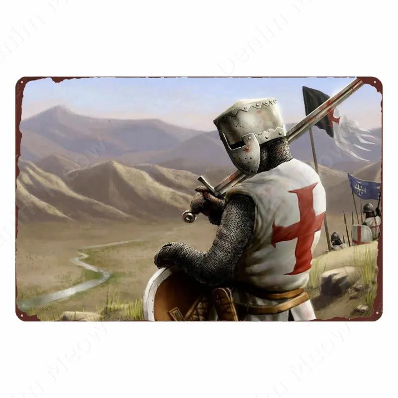 The Crusaders Vintage Metal Tin Sign, Bar, Club, Cafe, Home, Bedroom, Wall Decoration, Cruciata Art Poster, Catholicism Plaqu