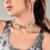 Leather Collar Hot Girl Style Rivets Leopard Print Horse Hair Clavicle Chain Women Choker Pendant Necklace