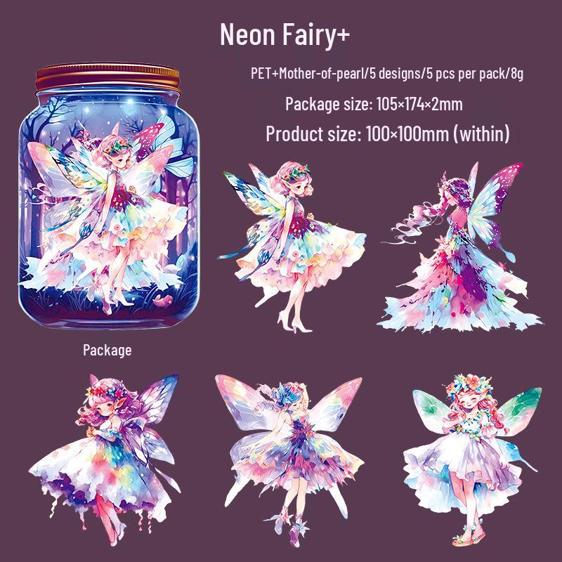 

Beautiful Day Little Fairy Diary Shell Stickers - 6 Designs, 5 Sheets/Pack
