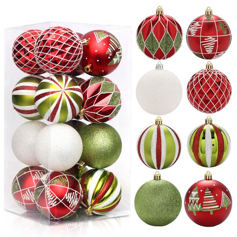 Christmas Decorations Red Green White Tree Ornaments Set Holiday Party Decor