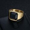 Ring new ins simple men's glossy black gemstone ring