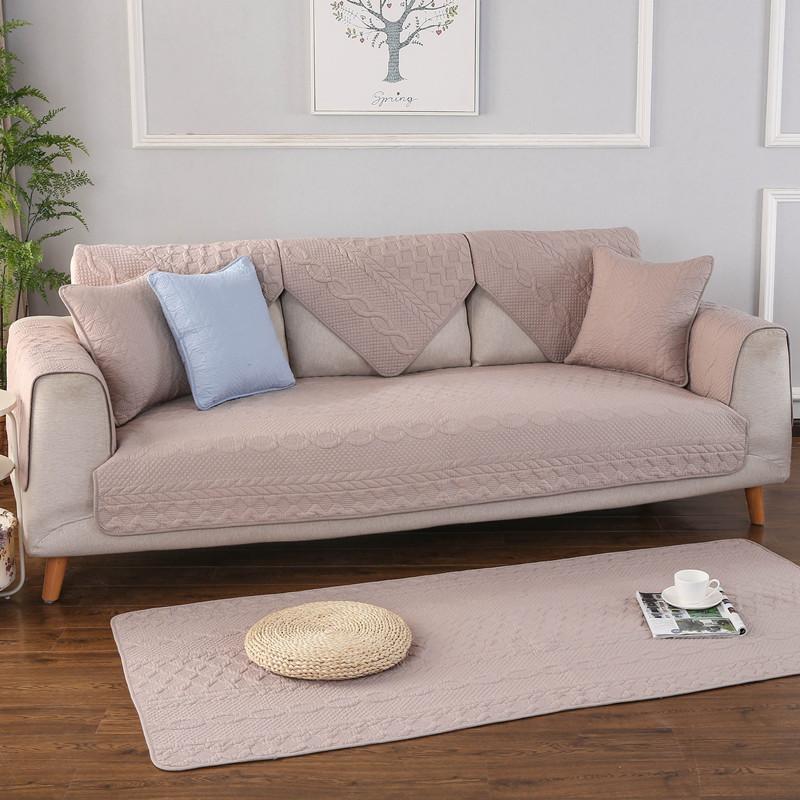 Four Seasons Cotton Washed Yarn-dyed Fabric Sofa Cushion Simple Three-person Sofa Cover Cover Towel