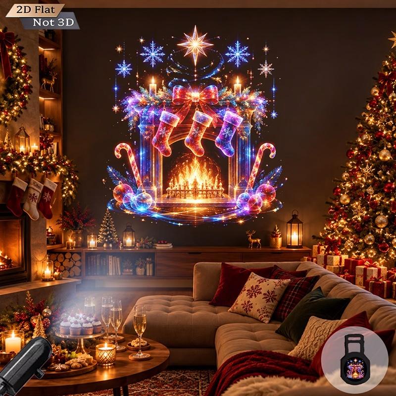 Usb Christmas Projector Light 12 Patterns Xmas Projection Lamp Flexible Gooseneck For Home Party Bedroom Decor Ambience Lighting