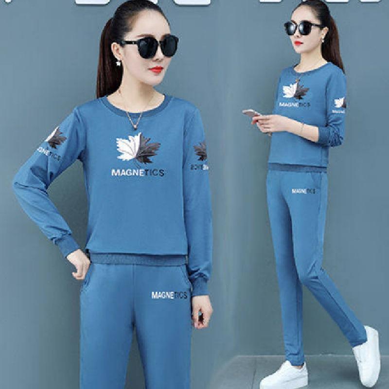 Sports Suit Women's Spring and Autumn Fashion Loose Korean Casual Wear Long-sleeved Trousers Two-piece Set