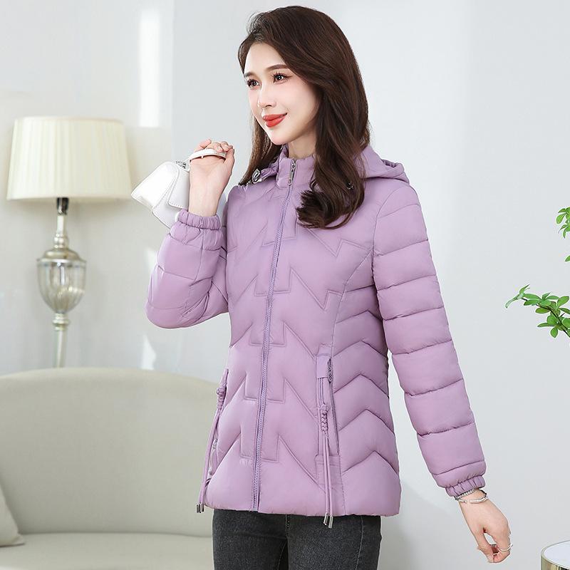 Casaco Acolchoado de Penas Feminino Curto Inverno Estilo Ocidental Casaco Acolchoado Leve Casaco Acolchoado para Mãe Casaco Emagrecedor