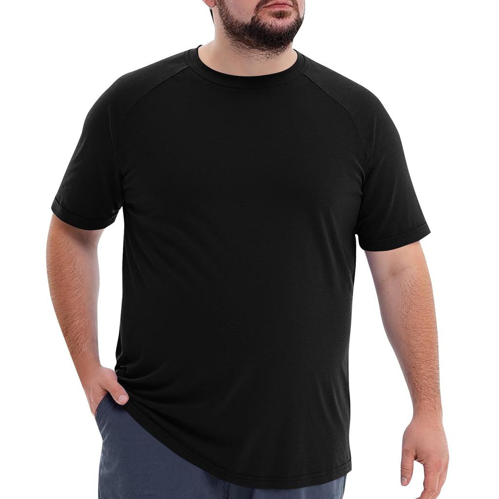 Men's Big Size Solid Color Crew Neck Short Sleeve Casual T-Shirt Lightweight Comfortable Fit Soft Fabric