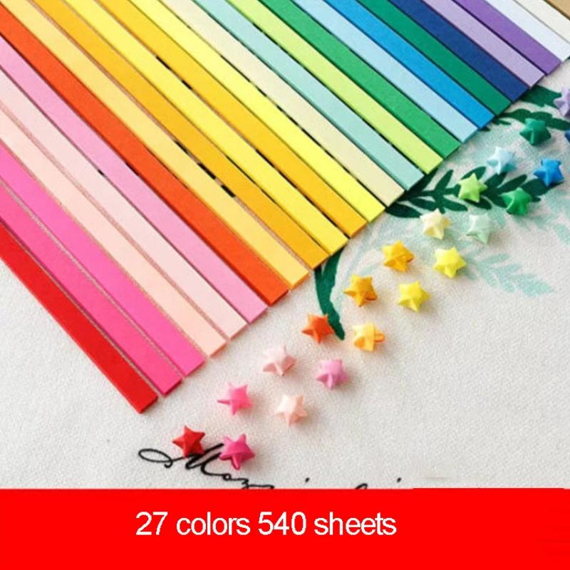 540 Sheets Colorful Double-sided Lucky Star Origami  Gradient Stars Origami Paper Strips DIY Handmade Art Making Home Decoration