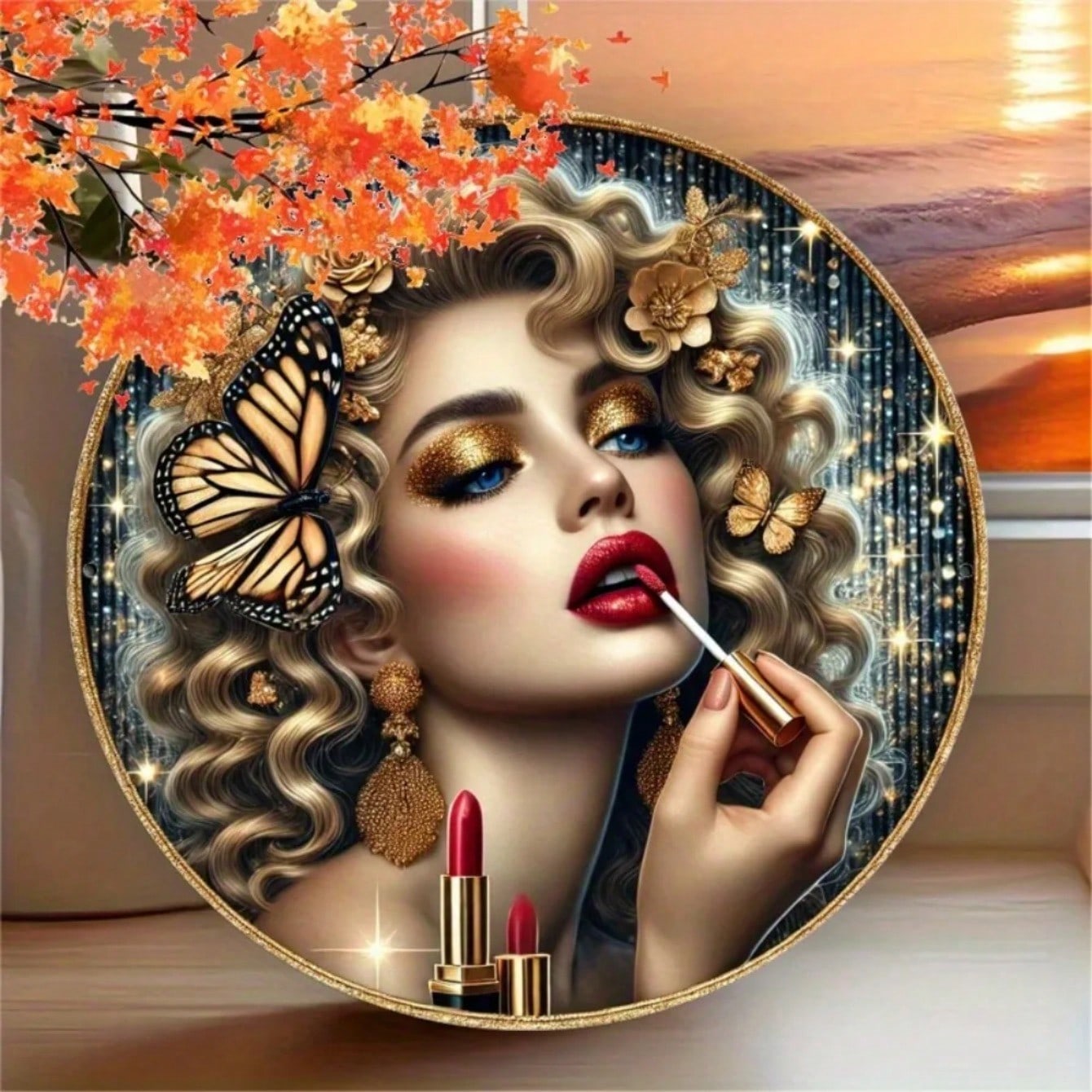 

Vintage Female Portrait Metal Wall Art for Salon Bar Cafe Decor 20x20 різнокольоровий