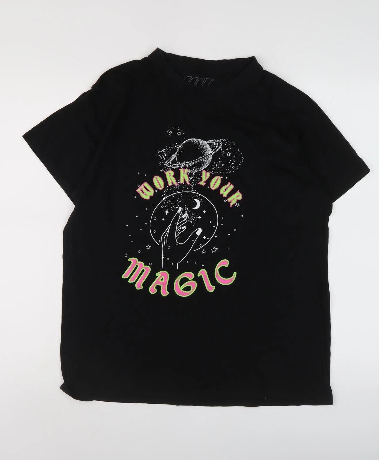 

Urbanmiss Men s Black Space Graphic T-Shirt, Size S L