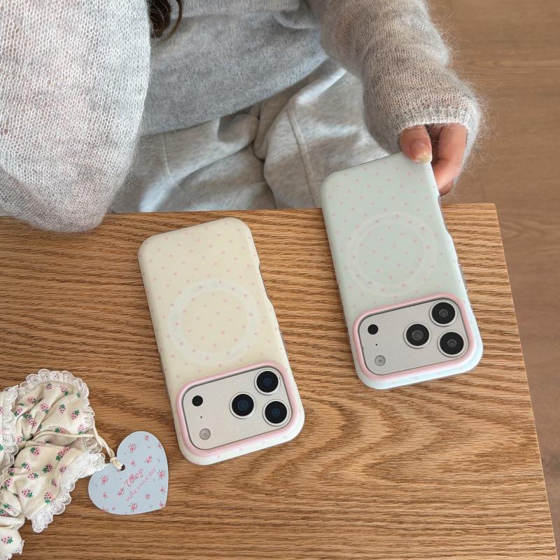 Polka Dot Magnetic Phone Case for Apple: Compatible with 15pro, 16pro, 14, 17promax