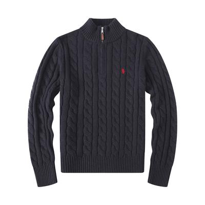 Jaqueta Pulôver Elegante com Meio Zíper Suéter Casual de Tricô