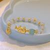 2025 Jadeite Green Jade Rabbit Bracelet: High-End Chinese Style, Year of the Snake, Elegant Women's Niche Beaded Design