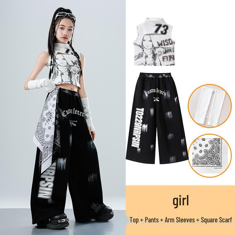 Trendy Girls' Jazz & Hip Hop Dance Crop Top Performance Costume