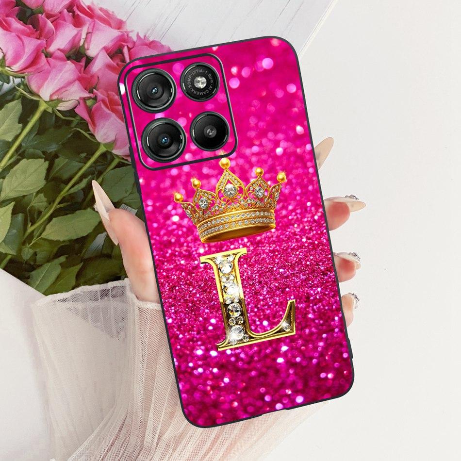 For Motorola Moto G17 Crown Letter Phone Case For Motorola MotoG17 G17 Power XT2623 Black Silicone Soft Cases Bumpers