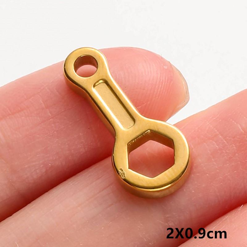 6pcs Tools Pendant Sword Gun Axe Real Gold Plated Stainless Steel Charms For Jewelry Making Necklace Keychain Handmade Material