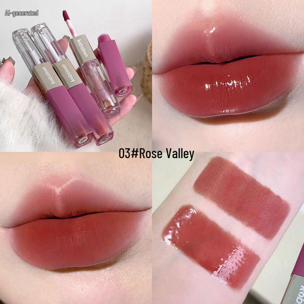 Kobeleen Double-Ended Long-Lasting Nude Lip Glaze: Natural, Glossy, Plump Finish
