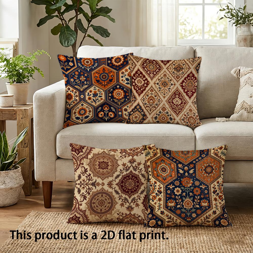 Exquisite Floral Double-sided Printed pillow cover Short plush Suitable living rooms bedrooms sofas throw cushion cover