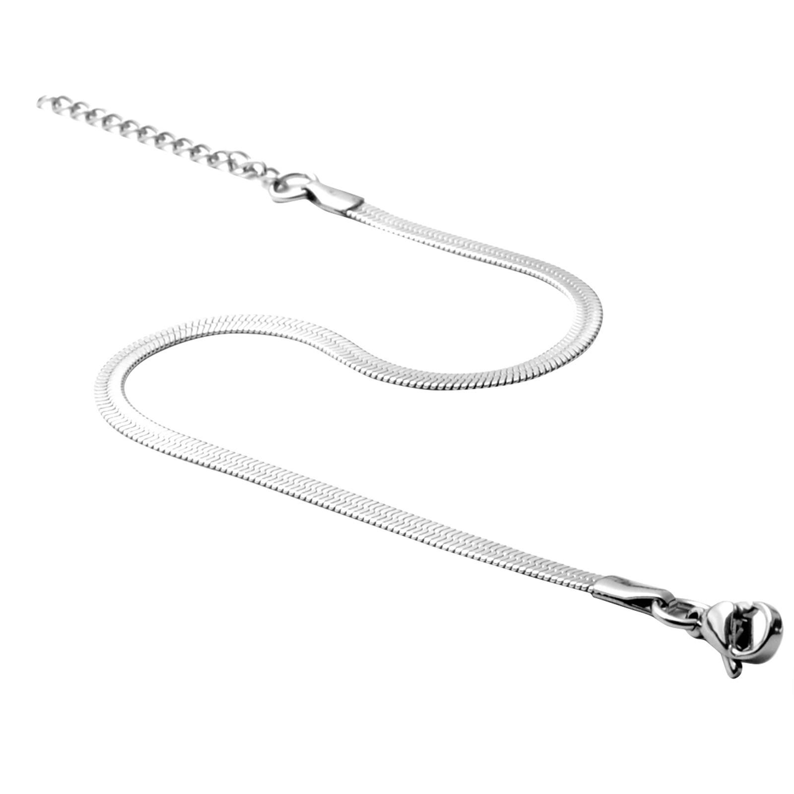 Стальная цепочка-браслет на щиколотку для женщин и девушек, ювелирное изделие, регулируемый браслет, ювелирное изделие, плоская звеньевая цепочка-змейка, колье-чокер для мужчин и женщин One Size