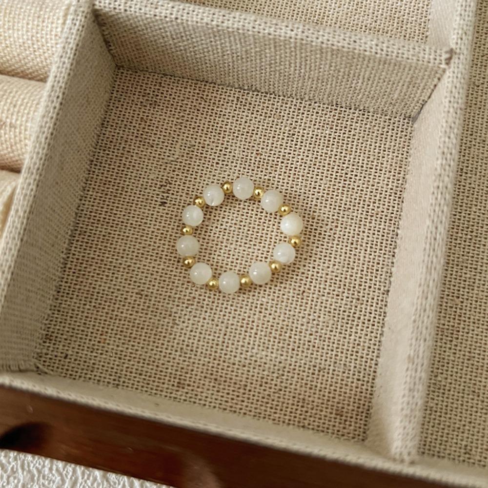 Maillard Parel kralen Ring Dames Elastisch Koord Literaire Gestapelde Wijsvinger Ring High-end Handgemaakte Ring Sieraden
