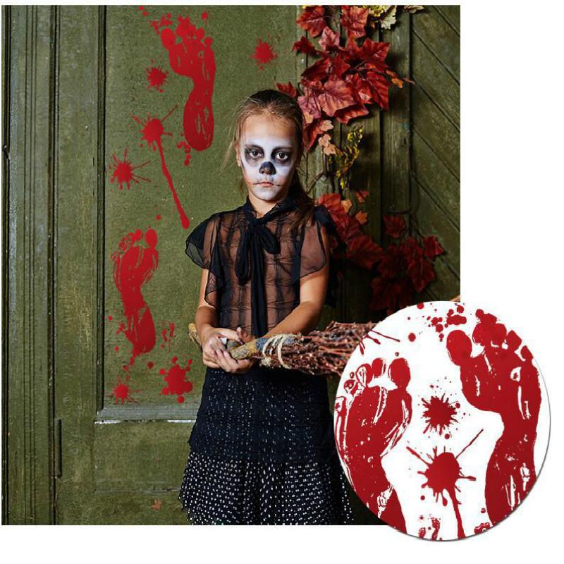 New Halloween Blood Handprint Blood Footprint Bedroom Living Room Wall Stickers