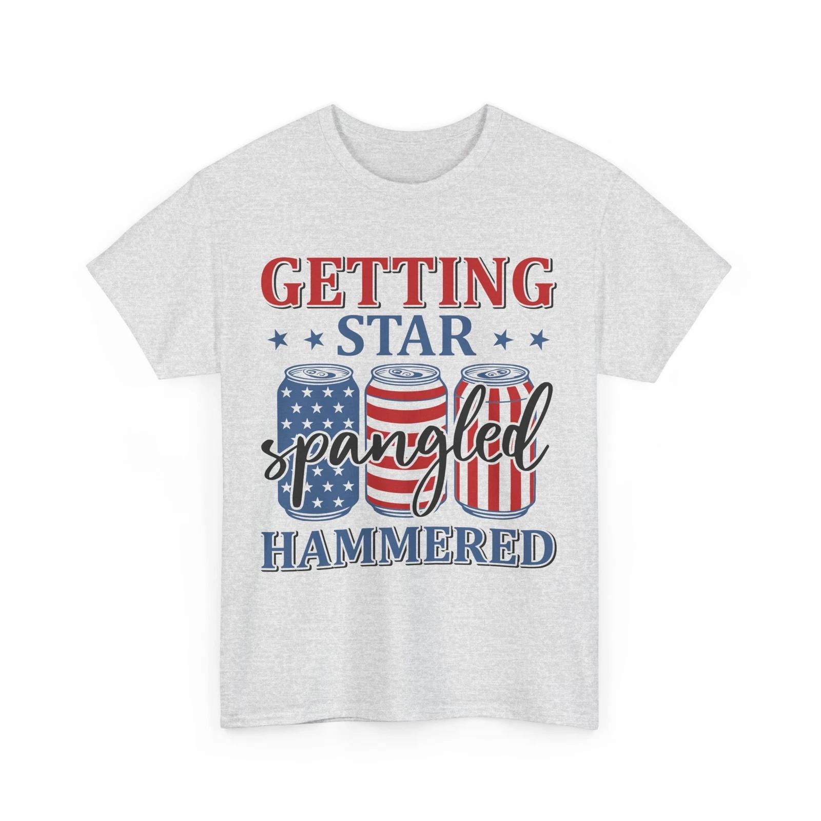 Star Spangled Hammered T-Shirt Funny 4th of July Patriotic Party Tee USA 2XL
