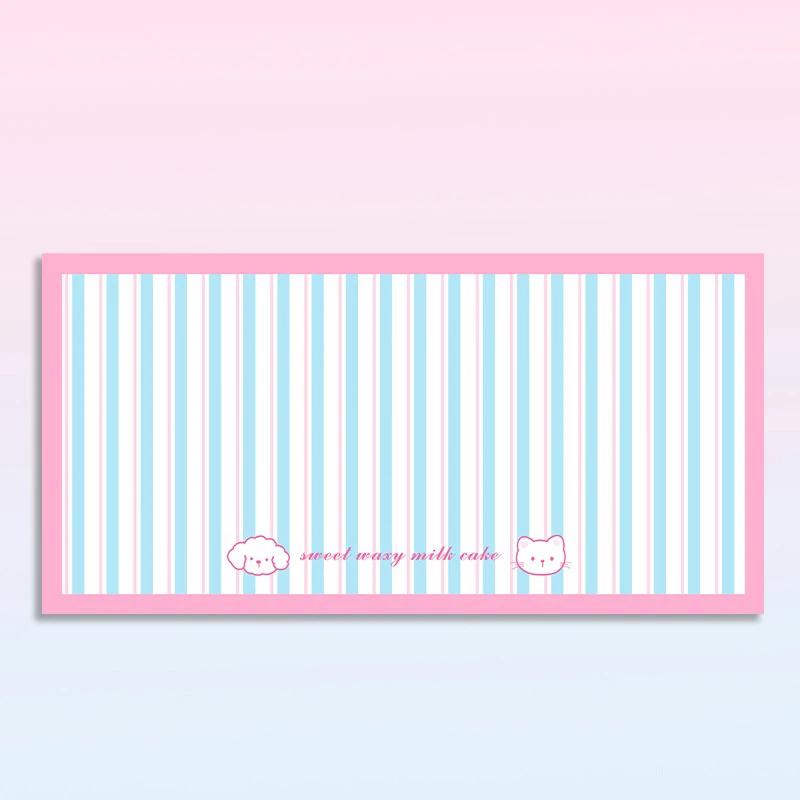 Pet Waterproof Carpet Cat Dog Eating Mat Blue Plaid Pvc Leather Non-slip Floor Mats Cute Sweet Home Decoration Rug for Kitchen