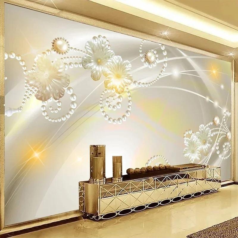 Carta da Parati Fotografica 3d Stile Europeo Moda Fiore Gioielli Murale Soggiorno Pareti di Fondo Murales Decor