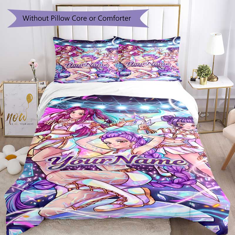 Demon Hunter Girls 2 Customize your name Bedding Set Breathable Duvet Cover with Pillowcases Home Decoration Birthday Gift
