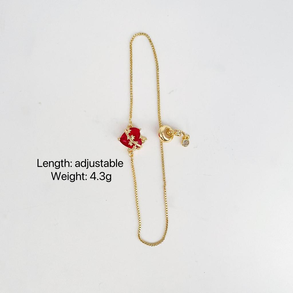 Micro-Inlaid Zircon Red Love Bracelet Women'S Niche Design Sense Adjustable Temperament Light Luxury Bracelet